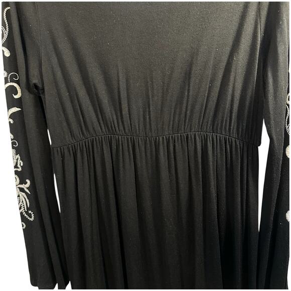 Crimson Ivy Babydoll Short Dress Sz L Deep V Neck Graphic Print Y2K Stretchy - Picture 5 of 11